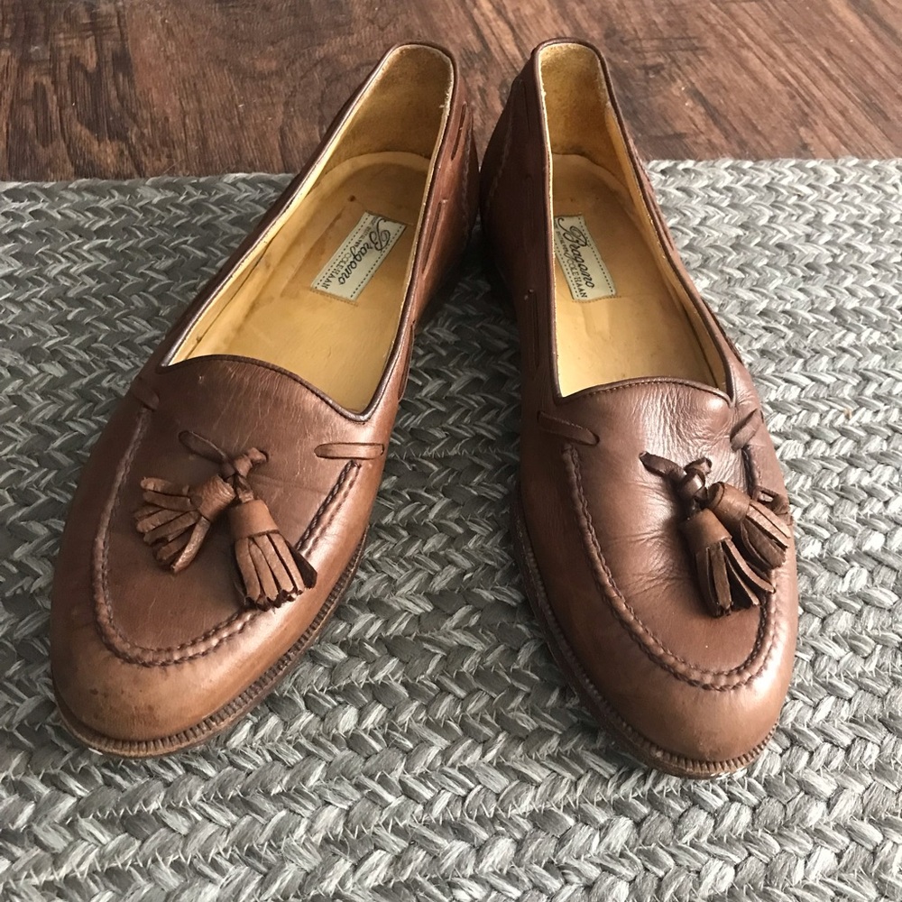 Bragano Brown Leather Slip On Tassel Loafers Dress Shoes Men’s Sz 7.5